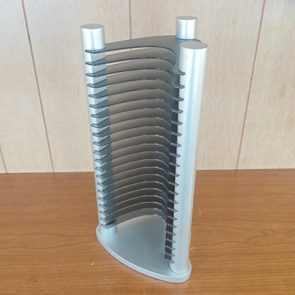 Atlantic Gray Acrylic Wood 20 CD Tower Rack Holder Stand 14" VTG 90s Y2K #2